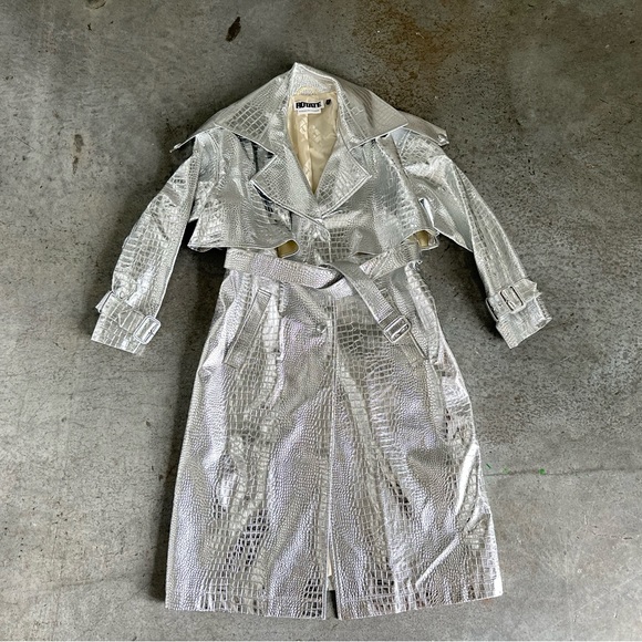 rotate Jackets & Coats Rotate Croc Embossed Trench Coat Fauxleather